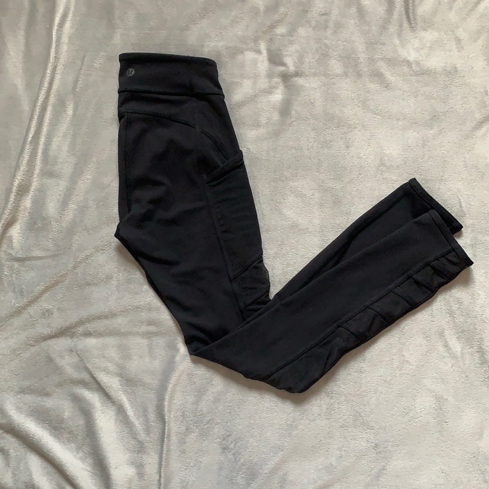 Lululemon Black Yoga Pants Sheer Sides, Size 2